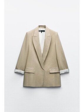 Zara Beige Linen/Viscose Blazer Size XS